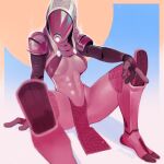  2_toes 3_fingers abs alien alien_humanoid armor boots bottomwear breasts breasts_apart clothed clothing feet female fingers footwear headgear helmet hi_res hood humanoid loincloth mass_effect muscular muscular_female philtomato quarian sitting skimpy solo spread_legs spreading tali&#039;zorah toes video_games 