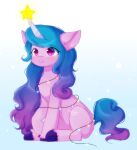  2021 blue_hair blue_tail blush christmas christmas_lights dddreamdraw digital_media_(artwork) equid equine female feral hair hasbro holidays hooves horn izzy_moonbow_(mlp) mammal mlp_g5 my_little_pony purple_body purple_eyes purple_hooves signature sitting smile solo star unicorn unicorn_horn 