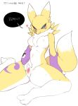  a78087653 anthro bandai_namco breasts censored digimon digimon_(species) female female/female fluffy fluffy_tail fur inviting korean_text looking_at_viewer paws provocative renamon simple_background small_breasts solo text thick_thighs white_body white_fur yellow_body yellow_fur 