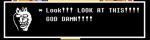  burgerpants cropped deltarune dialogue_box dramatic_lighting exclamation_point humanoid male reaction_image reaction_shot solo text text_box toby_fox undertale_(series) video_games 