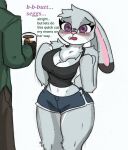  anthro big_breasts blush breasts clothing comic disney dolphin_shorts duo female judy_hopps male male/female nick_wilde pace-maker shirt small_waist tank_top thick_thighs topwear wide_hips zootopia 
