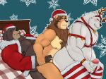  absurd_res anthro bear ben_(zenless_zone_zero) blush epic_games felid fortnite fur genitals group hi_res male male/male mammal mihoyo musclegut penis polar_patroller ross_(rossciaco) simple_background trio udkmyid video_games zenless_zone_zero 