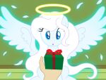  angel badumsquish blue_eyes christmas_present equid equine fan_character gift glowing halo hasbro hi_res horse mammal my_little_pony pony spread_wings wings zophiel_(oc) 
