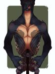  anthro black_body blood blood_from_mouth blood_in_mouth bodily_fluids front_view gore guts hi_res licking licking_lips licking_own_lips male nude organs red_tongue rib_cage riorix self_lick signature simple_background solo species_request tan_body tongue tongue_out 