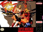  90s abs andy_bogard baseball_cap belt blonde_hair box_cover classic cover denim evil_eyes fatal_fury fingerless_gloves game game_cover geese_howard gloves hat highres jacket jeans joe_higashi long_hair masami_obari muscle oobari_masami pants punch punching scar shirtless snes snk super_nintendo takara tan tanned terry_bogard 