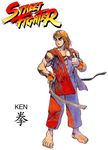  abs bengus blonde_hair capcom dougi eyebrows game karate_gi ken_masters muscle official_art oldschool street_fighter street_fighter_1 thumbs_up 