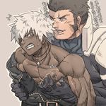  abs breasts brown_hair k&#039; k' king_of_fighters kof lactation male male_focus male_lactation maxima muscle nikism pecs snk white_hair yaoi 