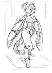  1girl female mecha_musume metal_gear metal_gear_(series) metal_gear_ray metal_gear_solid metal_gear_solid_2 monochrome personification sketch solo translation_request 