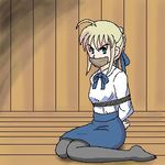  fate/stay_night fate_(series) gag improvised_gag lowres saber tape tape_gag tapegag totoro_(artist) 