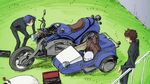  blue_hair brown_hair code_geass kururugi_suzaku motor_vehicle motorcycle rivalz_cardemonde toolbox tools vehicle wrench 