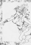  breasts cleavage concept_art draw drawing erect_nipples fatal_fury garou_densetsu highres masami_obari monochrome oobari_masami ponytail see-through see_through see_trough shiranui_mai sketch smile snk 