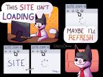  browser comic computer cursor dialogue english_text felid feline fur glassshine heartbeat hi_res male mammal monitor necktie simple_background simple_eyes solo steve_(glassshine) text white_body white_fur 