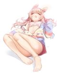  1girl absurdres animal_ears bangs bare_legs barefoot blush bra braid breasts closed_eyes convenient_leg eyelashes feet full_body hair_between_eyes hair_ornament hand_up highres legs long_hair long_sleeves lying navel off_shoulder on_back open_mouth partially_unbuttoned phase_connect pink_bra pink_hair pipkin_pippa rabbit_girl rabbit_tail red_shorts shiny shiny_hair shiny_skin shorts sidelocks simple_background sleeping sleeves_past_wrists small_breasts sobbi11 solo swept_bangs tail thighs toenails toes twitter_username underwear virtual_youtuber white_background 