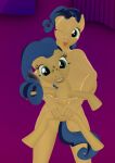  3d_(artwork) anthro big_breasts breasts covering covering_breasts crotch_breasts digital_media_(artwork) duo earth_pony equid equine fan_character female female/female feral freckles hasbro holding_breast horse kamimation looking_at_viewer mammal milky_way_(flash_equestria) my_little_pony one_eye_closed pony simple_background smile smiling_at_viewer source_filmmaker teasing tongue tongue_out wink 