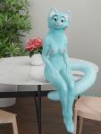  anthro bananastheleech breasts bright felid female happy hi_res kraft_trio looking_at_viewer mammal plant sitting smile solo 