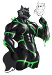 abs absurd_res anthro bulge canid canine canis domestic_dog green_eyes hi_res husky lifewonders live-a-hero male mammal monomasa muscular muscular_anthro muscular_male nordic_sled_dog pecs red_sclera slime solo spitz supervillain yummi_yam_i 