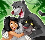  affectionate bagheera_(jungle_book) baloo bear black_body black_eyebrows black_eyes black_fur black_hair bodily_fluids claws clenched_teeth ears_down embrace eyebrows eyes_closed family fangs felid feral fingernails freckles fur grey_body grey_fur group hair happy hug human leaf long_tail looking_at_another looking_up love male mammal medium_hair mowgli nails nude ooofy1202 outside palm_tree pantherine pivoted_ears plant pupils red_nose sharp_claws sharp_fingernails sharp_nails sharp_teeth signature simple_background sloth_bear smile standing sweat sweatdrop tan_body tan_skin teeth the_jungle_book thick_eyebrows tree trio ursine vines whiskers white_pupils yellow_sclera 