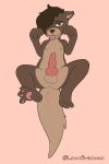  animal_genitalia anthro anus bodily_fluids brown_body brown_fur cum ear_piercing ear_ring erection fan_character feral fur genital_fluids genitals male mammal mustelid otter otterbutts piercing ring_piercing sherwind52 solo 