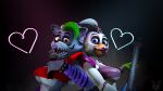 16:9 3d_(artwork) animatronic anthro avian bird breasts canid canine canis chica_(fnaf) chicken clothing concert digital_media_(artwork) duo female female/female five_nights_at_freddy&#039;s five_nights_at_freddy&#039;s:_security_breach foxibiki galliform gallus_(genus) guitar hi_res machine mammal microphone musical_instrument phasianid plucked_string_instrument robot roxanne_wolf_(fnaf) scottgames simple_background smile source_filmmaker stage string_instrument video_games widescreen wolf 