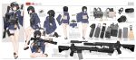  1girl absurdres acog ar-15 assault_rifle bulletproof_vest earpiece english_text flashbang gloves gun highres holding holding_gun holding_weapon japanese_clothes magazine_(weapon) nusisring_tactical rifle shii_nana solo swiss_army_knife tactical_clothes vectorek watch weapon wristwatch 