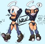  absurdres angel_(kof) black_jacket boots breasts chibi chun-li cowboy_boots highres jacket jellot large_breasts panties solo street_fighter street_fighter_6 the_king_of_fighters underwear white_hair 