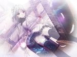  1girl brown_eyes game_cg hell_guide indoors konohana_amadu long_hair m_no_violet silver_hair solo wings 