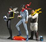  70s classic eyebrows figure getter_robo getter_robo_g getter_team go_nagai helmet hero jin_hayato kuruma_benkei male male_focus manly nagare_ryoma oldschool pilot_suit scarf set touei 