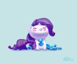  2019 blush chibi diamond_(gem) equine female friendship_is_magic gem hair holding_object holivi horn mammal my_little_pony purple_hair rarity_(mlp) sitting solo unicorn 