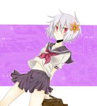  accelerator accelerator_(female) flower genderswap hair_ornament hairclip school_uniform seifuku skirt suzushina_yuriko to_aru_kagaku_no_railgun to_aru_majutsu_no_index white_hair 