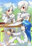  adam_arclight adam_blade blue_eyes blue_hair eve_neuschwanstein needless red_eyes tagme white_hair 