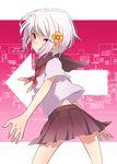  accelerator albino bad_id bad_pixiv_id flower genderswap genderswap_(mtf) hair_flower hair_ornament issa_(sorako45) red_eyes school_uniform serafuku short_hair skirt solo suzushina_yuriko to_aru_majutsu_no_index white_hair 