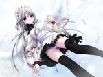  1girl brown_eyes game_cg hell_guide konohana_amadu long_hair m_no_violet silver_hair solo wings 