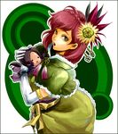  ai_kent bracelet doll dress elbow_gloves feather feathers female gloves green_eyes hair_ornament hosokawa_gracia jewelry long_hair looking_back open_mouth red_hair sengoku_musou sengoku_musou_2 solo 