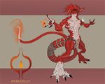  1boy beast claws creature elementmonster fantasy fire firemonster full_body furry highres male_focus megelo monster oc original red_hair solo 
