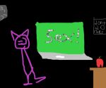  ambiguous_gender animal_humanoid apple cat_humanoid chalk chalkboard clock denmark desk dont_do_drugs ears_up felid felid_humanoid feline feline_humanoid furniture humanoid looking_at_viewer mammal mammal_humanoid microsoft_paint3d one_eye_closed school sex_education simple_background simple_coloring solo table teacher wink winking_at_viewer 