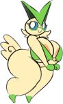  andromorph anthro big_breasts breasts eyewear fan_character female female/female flowsie generation_5_pokemon glasses hi_res intersex legendary_pokemon nintendo nipple_peak pokemon pokemon_(species) pokemorph solo thick_thighs victini 