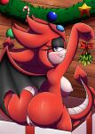  anthro big_butt butt christmas cinder_the_sky_dragon dragon fan_character female genitals holidays leafhedge mistletoe plant presenting presenting_hindquarters presenting_pussy pussy red_body sega solo sonic_the_hedgehog_(series) 