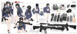  1girl absurdres acog ar-15 assault_rifle bulletproof_vest earpiece english_text flashbang gloves gun highres holding holding_gun holding_weapon japanese_clothes magazine_(weapon) nusisring_tactical revision rifle shii_nana solo swiss_army_knife tactical_clothes vectorek watch weapon wristwatch 