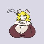  amanda_(flufflewdzthings) anthro bandage big_breasts big_penis blonde_hair bodily_fluids breasts cleavage clothed clothing domestic_cat dripping duo ear_piercing ear_ring felid feline felis female flufflewdzthings genital_fluids genitals hair huge_breasts hyper hyper_breasts looking_at_genitalia looking_at_penis mammal meme neuron_activation penis penis_awe piercing precum precum_drip precum_on_breasts ring_piercing simple_background unseen_character vein veiny_penis 