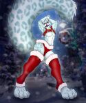  anthro big_(disambiguation) christmas clothing digital_media_(artwork) felid feline festive fluffy fur furry gift harness hi_res holidays invalid_tag legwear leopard male mammal pantherine snow snow_leopard stockings tail winter 