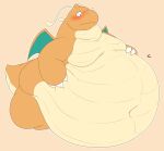  2021 absurd_res ambiguous_gender anthro belly big_belly blush claws dragonite generation_1_pokemon hand_on_stomach hi_res hyper hyper_belly membrane_(anatomy) membranous_wings morbidly_obese morbidly_obese_ambiguous morbidly_obese_anthro nintendo obese obese_ambiguous obese_anthro overweight overweight_ambiguous overweight_anthro pokemon pokemon_(species) simple_background solo standing truly032 turly11 wings 