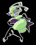  absurd_res alien alien_humanoid antennae_(anatomy) big_butt bottomless breasts butt cleavage clothed clothing female green_body hi_res humanoid invader_zim irken looking_at_viewer low-angle_view nickelodeon purple_eyes rexon02 solo tak tak_(invader_zim) thick_thighs worm&#039;s-eye_view 