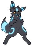  anthro bag_of_lewds black_body black_ears black_fur black_tail blue_body blue_ears blue_fur blue_tail ear_markings eeveelution feral fur generation_2_pokemon glowing glowing_ears glowing_markings hi_res male markings multicolored_body multicolored_ears multicolored_fur narrowed_eyes nintendo open_mouth paws pokemon pokemon_(species) shiny_pokemon smile solo tail_markings two_tone_body two_tone_ears two_tone_fur two_tone_tail umbreon yellow_sclera 