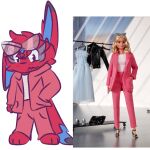  1:1 alpha_channel anthro barbie_(doll) canid canine eeveelution fox generation_2_pokemon keyai_(that_fur) male male/male mammal mattel nintendo pokemon pokemon_(species) solo that_fur umbreon 