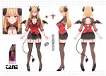  absurdres blonde_hair breasts choker demon_girl demon_horns demon_tail demon_wings earrings glasses high_heels highres horns jewelry large_breasts long_hair necklace non-web_source office_lady pantyhose tail tane_tenshi virtual_youtuber wings 