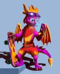  activision anthro bottomwear clothing dragon hi_res male phone shorts skate skateboard solo spyro spyro_the_dragon 