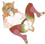  2014 anthro areola big_breasts biped blue_eyes breasts capreoline christmas deer female garter_belt garter_straps genitals hair holidays hooved_toes huge_breasts mammal natalie_eggnogg niis nipples pussy reindeer simple_background smile solo spread_legs spreading white_background 