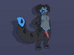  anthro black_body black_fur canid canine canis dragon dustdraws fluffy fluffy_tail fur genitals hi_res hybrid knot male mammal penis solo wolf 