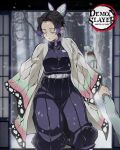  breasts demon_slayer_uniform haori highres japanese_clothes katana kimetsu_no_yaiba kochou_shinobu non-web_source sword therealsketchyartist thick_thighs thighs weapon 