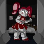  absurd_res animatronic anon bed bedroom big_breasts big_butt blush bottomwear breasts butt chica_(fnaf) chubby_female circus_baby_(fnaf) clock closet clothed clothing clown crop_top disembodied_hand eyebrows felid feline female first_person_view five_nights_at_freddy&#039;s footwear freddy_fazbear&#039;s_pizzeria_simulator funtime_chica_(fnaf) furniture green_eyes hair hi_res humanoid lips looking_at_viewer looking_back machine mammal meme model_sheet not_furry picture_frame picture_in_picture pigtails pillothestar rear_view red_cheeks red_clothing red_footwear red_hair red_shoes robot robot_humanoid scottgames shirt shoes sister_location skirt solo surprised_expression thick_bottom_lip thick_eyebrows thick_thighs topwear white_body wide_hips 